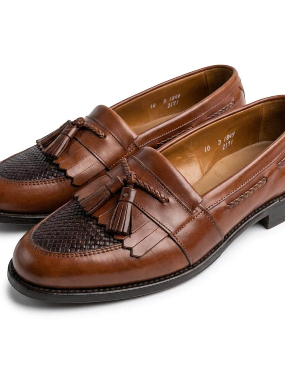 Allen Edmonds Cody Tassel Loafers Brown Woven Kiltie Leather USA 10D